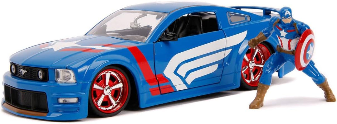 Jada Toys 253225007 Marvel, 2006 Ford Mustang GT, Spielzeugauto, Türen, Kofferraum, Motorhaube zum Ö
