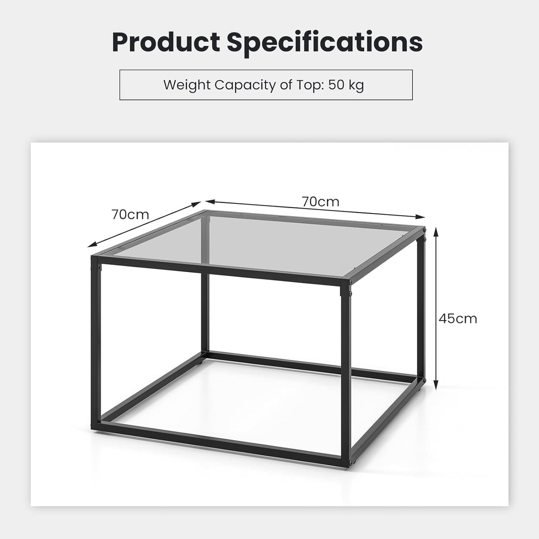 GIANTEX Couchtisch Glas Metall, Glastisch Kaffeetisch Teetisch mit Hartglasplatte, Wohnzimmertisch m