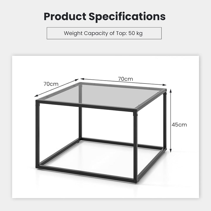 GIANTEX Couchtisch Glas Metall, Glastisch Kaffeetisch Teetisch mit Hartglasplatte, Wohnzimmertisch m