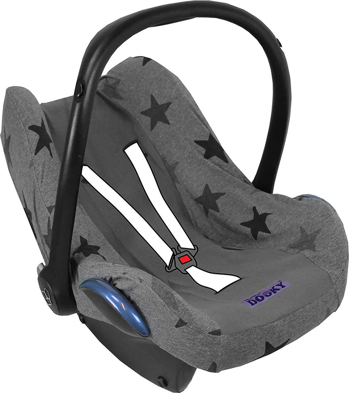 Original Dooky Seat Cover Schonbezug Grey Stars für Babyschale Universalgrösse geeignet für 3 und 5