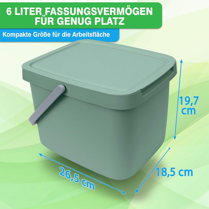YourCasa Biomülleimer Küche - 6L Komposteimer Küche für alltäglichen Biomüll Behälter - Kompostbehäl