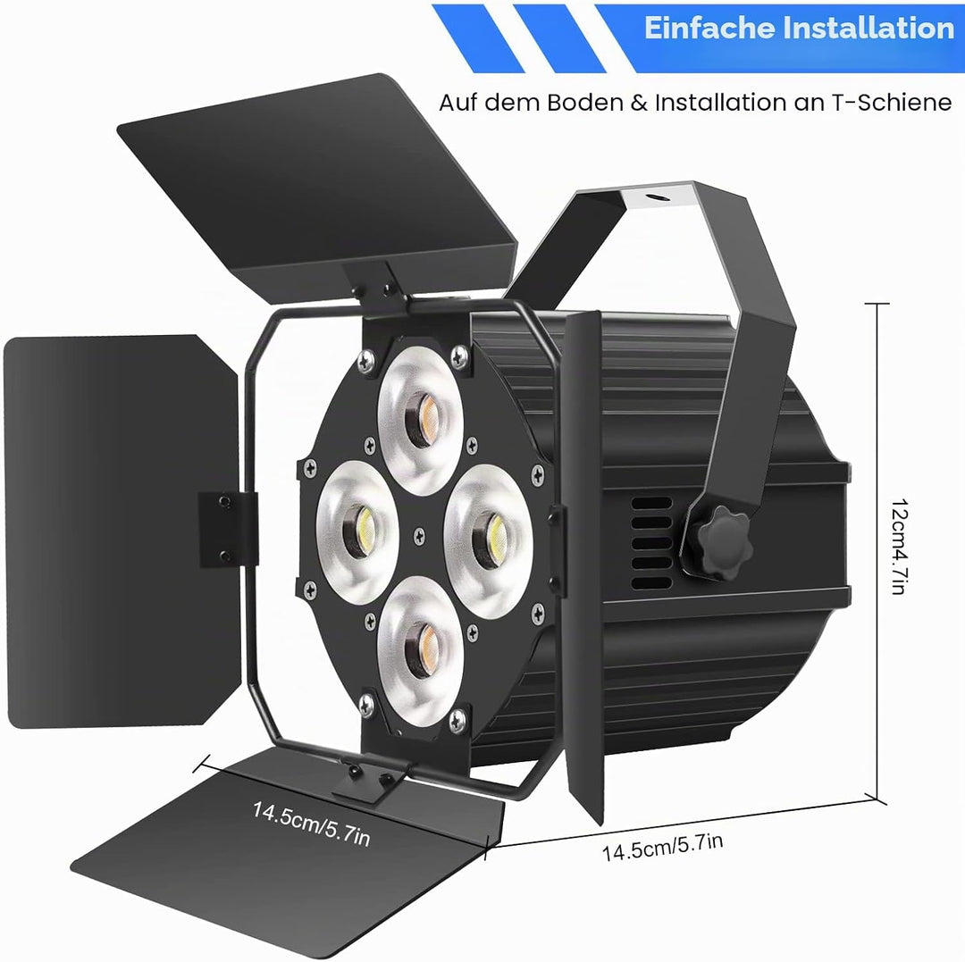 ZonQoonz 120W COB Par Licht, LED Par Strahler 2 in 1 kalt/Warmweiss Lichteffekte mit Verdunkelungspa