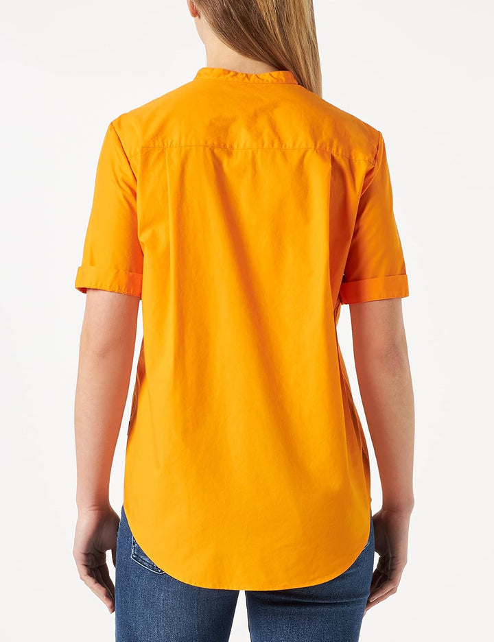 BOSS Damen C Befelina Kragenlose Relaxed-Fit Bluse mit Print der Saison, Medium Orange815
