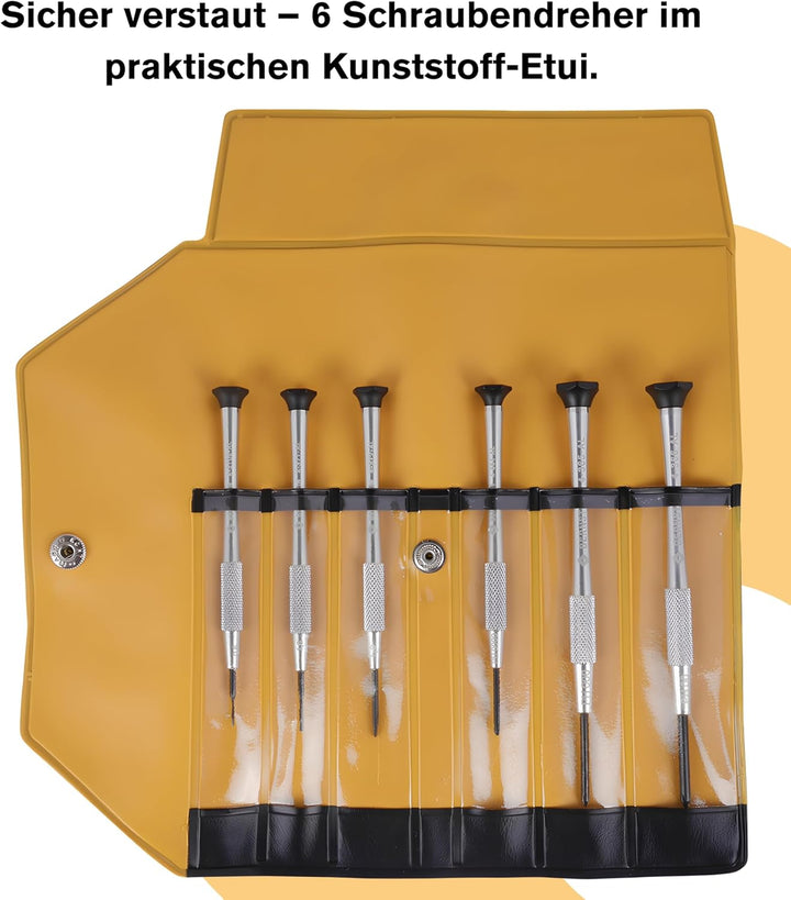 BERNSTEIN Uhrmacher-Mikro-Schraubendreher Satz 6-tlg Schlitz 0,6/1,0/1,5 mm & Kreuzschlitz PH0000 /