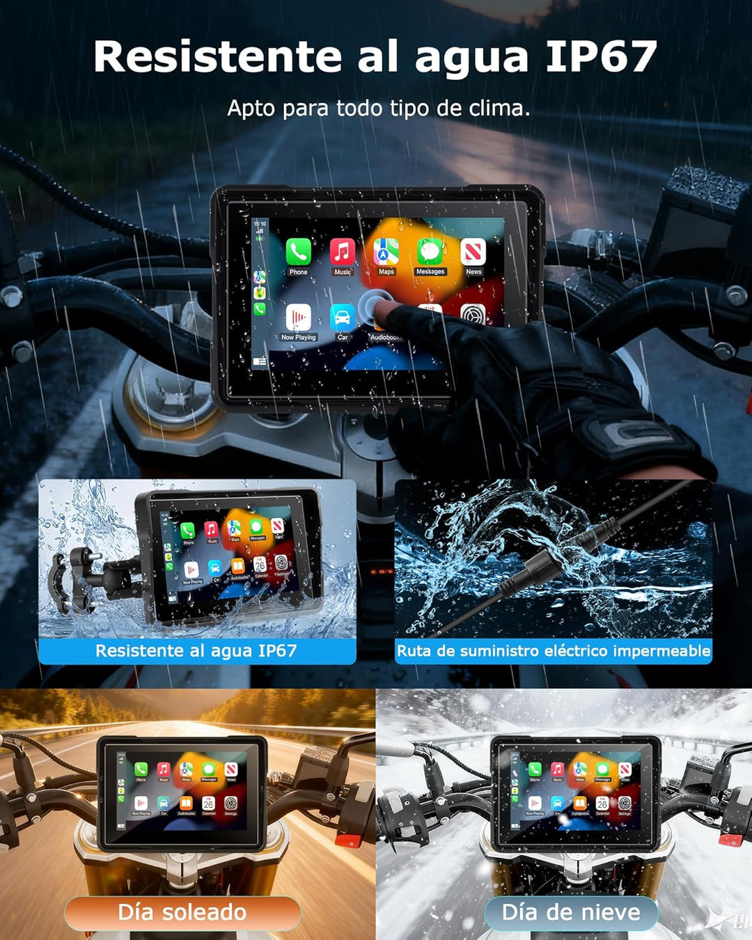Motorrad Carplay Bildschirm Android Auto Motorrad mit 5 Zoll Wasserdichter Touchscreen, Kabelloses C