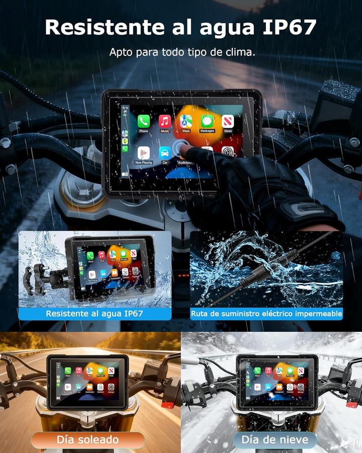 Motorrad Carplay Bildschirm Android Auto Motorrad mit 5 Zoll Wasserdichter Touchscreen, Kabelloses C