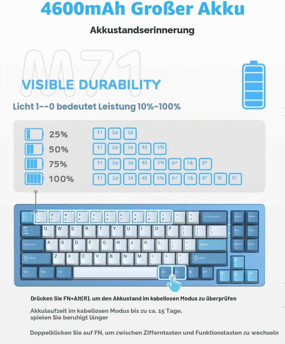 ATTACK SHARK M71 CNC Aluminum Custom Mechanical Gaming Keyboard, Tri-Mode-BT5.0/2.4G Wireless/Wired,