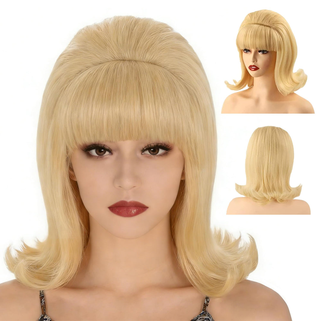MORTICIA Damen Flip Perücke 70er Jahre Pinup Pelucas 60er Jahre Retro Beehive Stil Vintage Look Bett