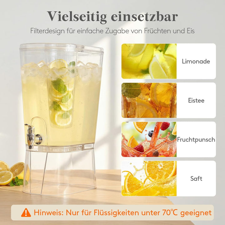 Lifewit 2 x 8 L Getränkespender mit Zapfhahn, Ständer, Eiszylinder und Löschbar Schilder, Kunststoff