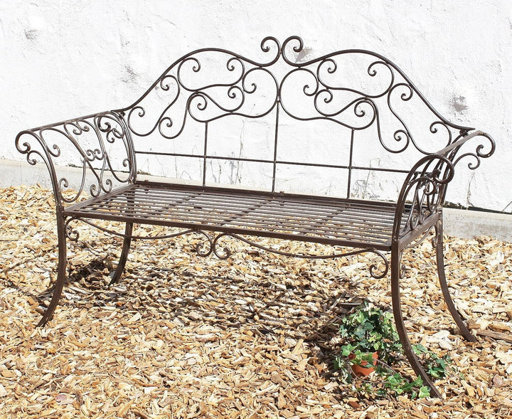 DanDiBo Gartenbank Metall Braun Wetterfest 146 cm 2 Sitzer Parkbank 111183 Antik Eisen Sitzbank Gart