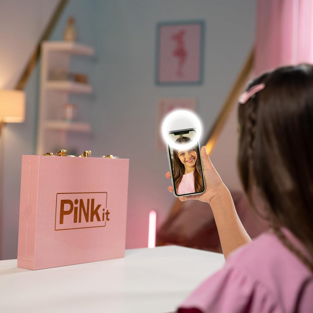 Nice Group - Pink it Selfie Ring Suitcase, 1 Koffer Schminkset mit Spiegel und Leuchtring für Selfie