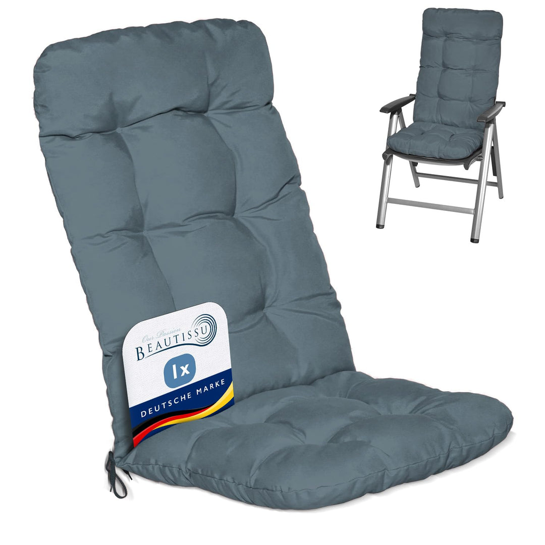 Beautissu Hochlehner Auflage 120x50x8cm - Sitzpolster für Gartenstühle Outdoor Stuhlkissen hoch – Ga