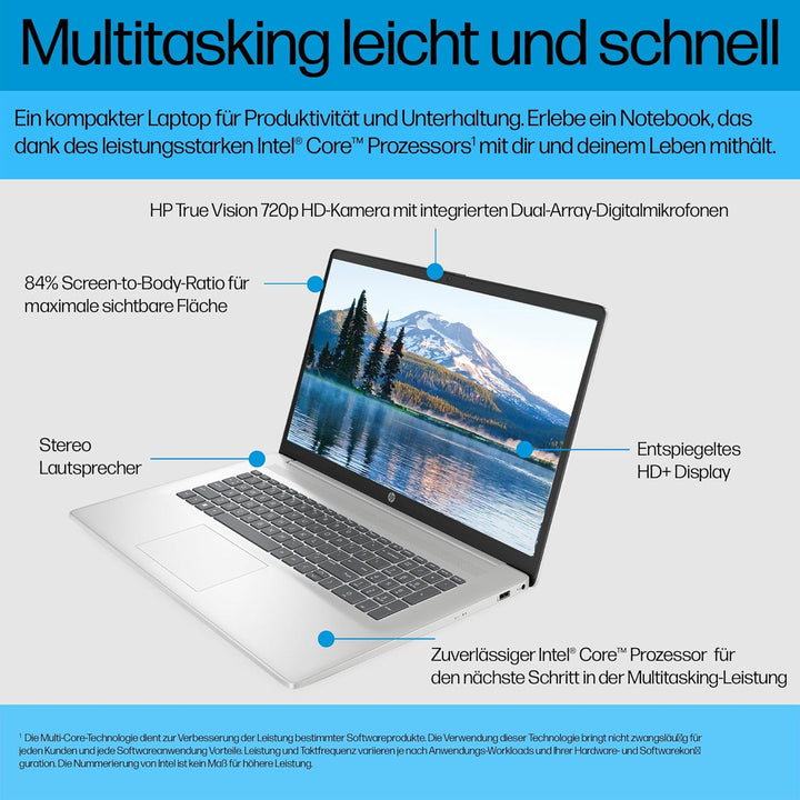 HP Laptop mit 17,3" FHD Display, AMD Ryzen 5 7520U, 16GB DDR5 RAM, 512 GB SSD, AMD Radeon-Grafik, Wi