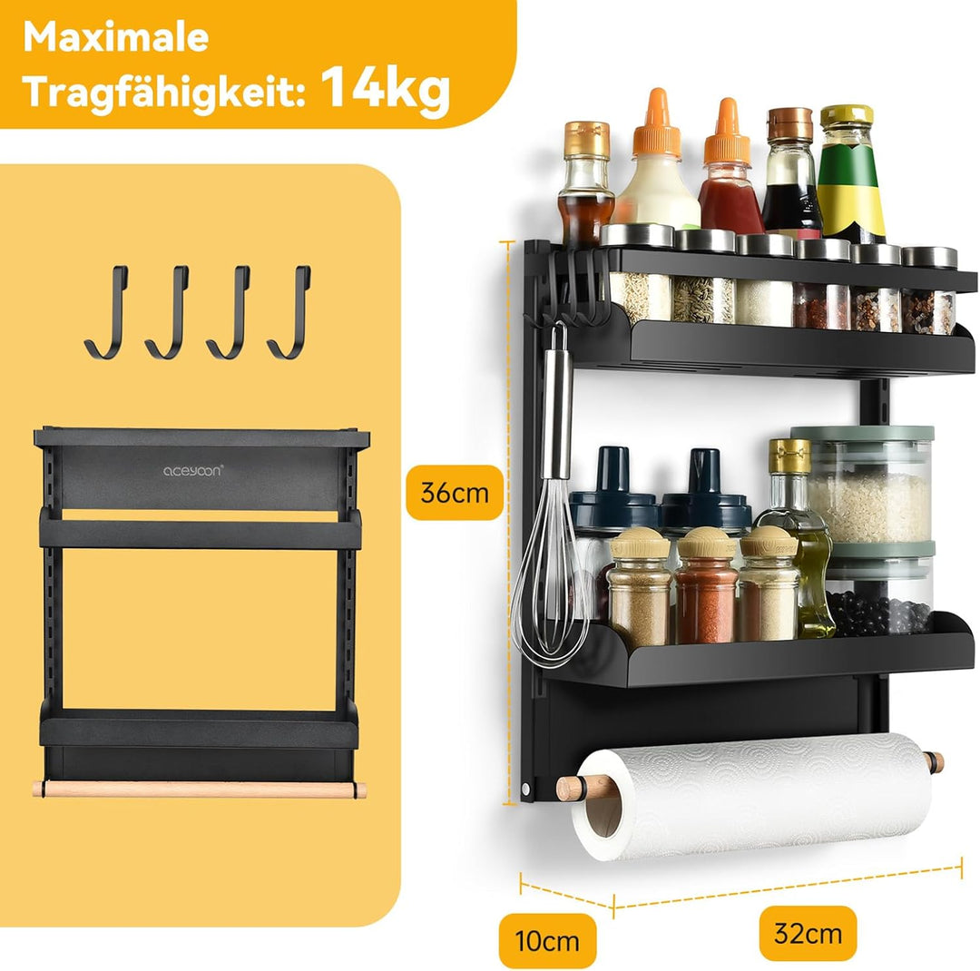 aceyoon Magnet Regal Kühlschrank, 2 Etagen Kühlschrank Regal Hängeregal für Kühlschrank Magnet Gewür