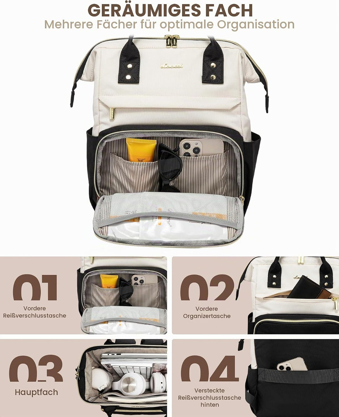 LOVEVOOK Rucksack Damen Klein, Rucksackhandtaschen Elegant, Wasserdicht Cityrucksack Rucksacktache 2