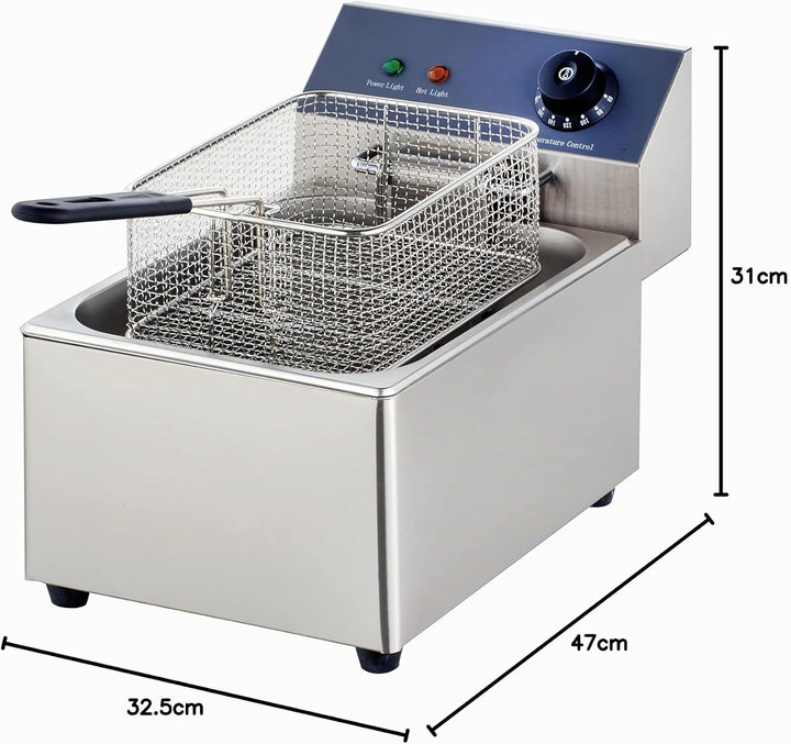GastroHero Elektro Fritteuse 6L I Edelstahl-Fritteuse mit Thermostat und Überhitzungsschutz I Kompak