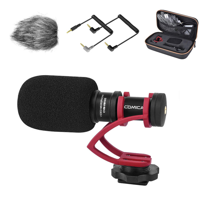 comica Kompaktes Kamera-Mikrofon CVM-VM10II Richtmikrofon mit Kondensator mit Wind Muff Mikrofon Car
