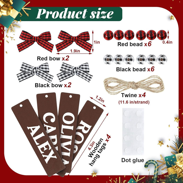 Jodimitty 4er Set Gestrickte Weihnachsstrumpf 46cm Grosser Nikolausstrumpf mit 4 Leeren Namensschild