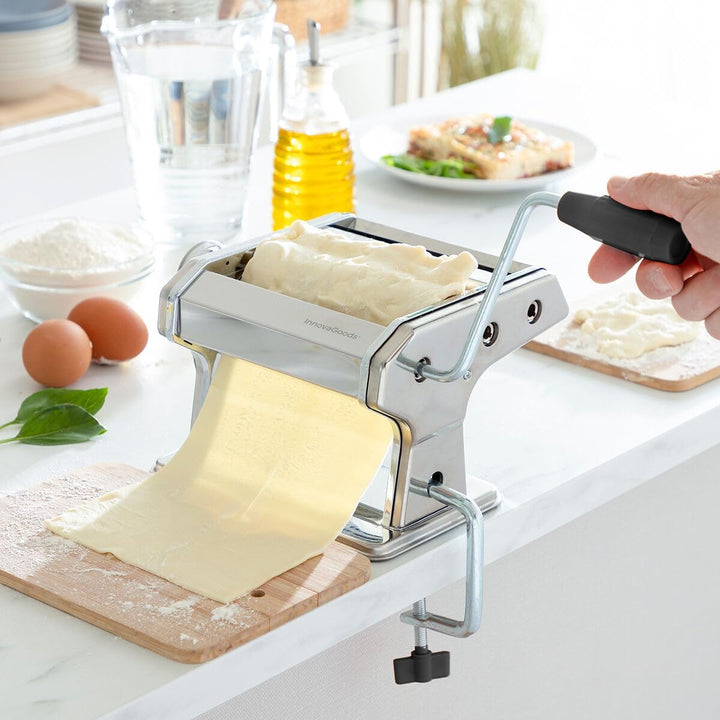 InnovaGoods - Frische Nudeln Maschine, Manuell mit 3 Walzen für Spaghetti, Tagliatelle, Lasagne, Ein