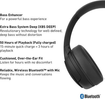 Panasonic RB-M300BE-K Bluetooth Over-Ear Kopfhörer - Sprachsteuerung, XBS - Extra Bass, 50 Stunden A