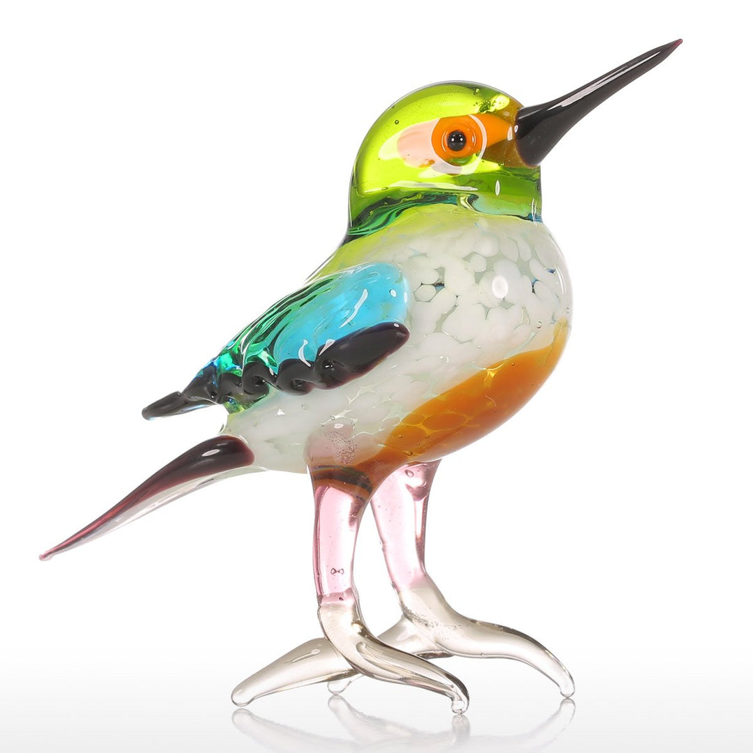 Tooarts Vogelfigur aus Geblasenem Glas,Glasvogel Deko,Bunte Realistische Vogelskulptur,Handgefertigt