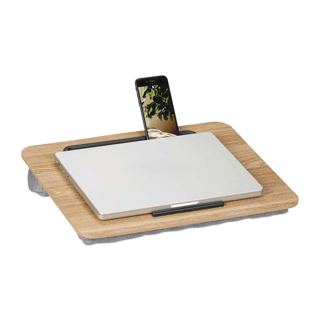 Relaxdays Laptopkissen mit Handyhalter, BxT: 42 x 32 cm, Laptopunterlage für Bett & Sofa, Laptop Kni