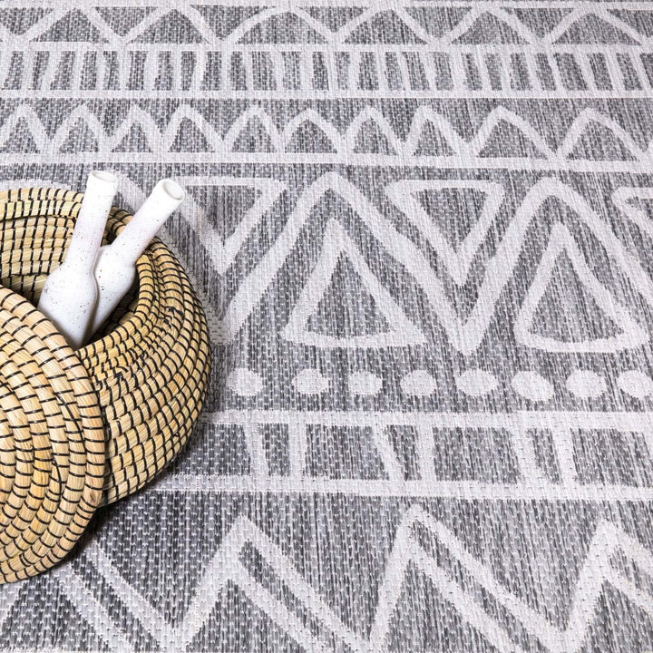 carpet city Outdoor-Teppich Wetterfest Balkon Terrassen - Grau in 160x230 cm - Deko Teppiche Aussen