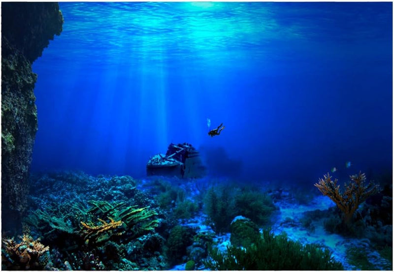 FILFEEL Aquarium Hintergrund Aquarium Dekorationen Bilder 3D Effekt PVC Adhesive Poster Unterwasserw