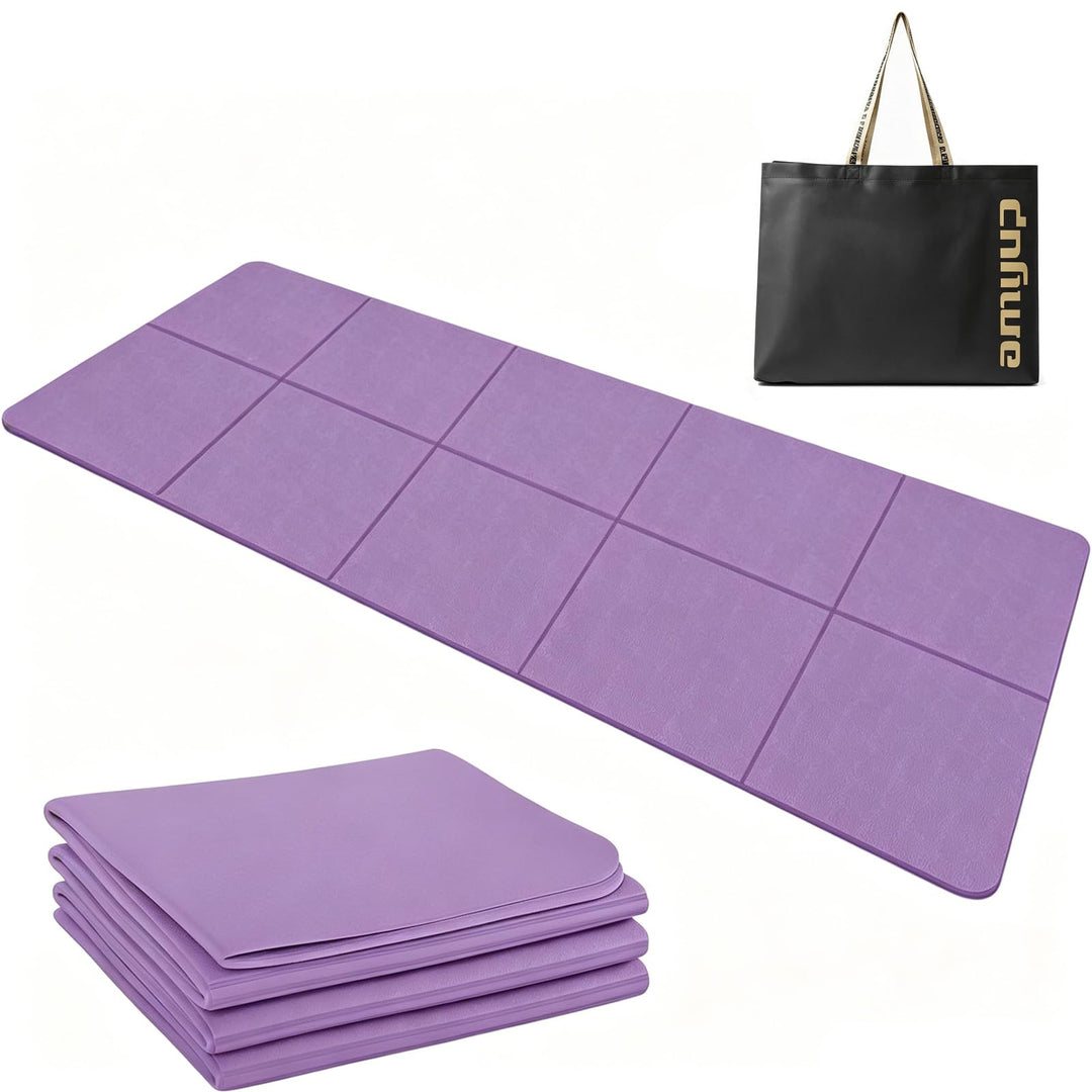 Yogamatte Faltbar, 183 x 61 x 0.8 cm Gymnastikmatte, Reiseyogamatte Rutschfest mit Tragetasche, Trag