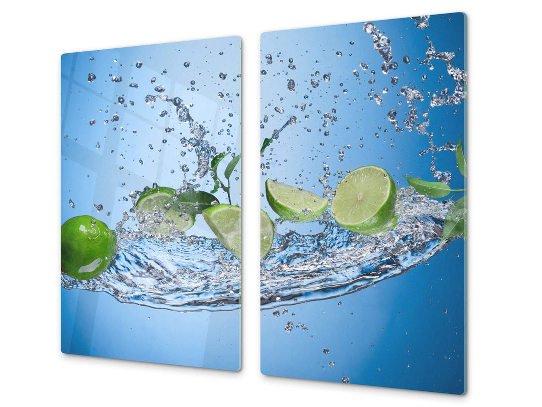 Küchenbrett aus Hartglas und Induktionskochplattenabdeckung – Schneideplatten SINGLE mit 60 x 52 cm