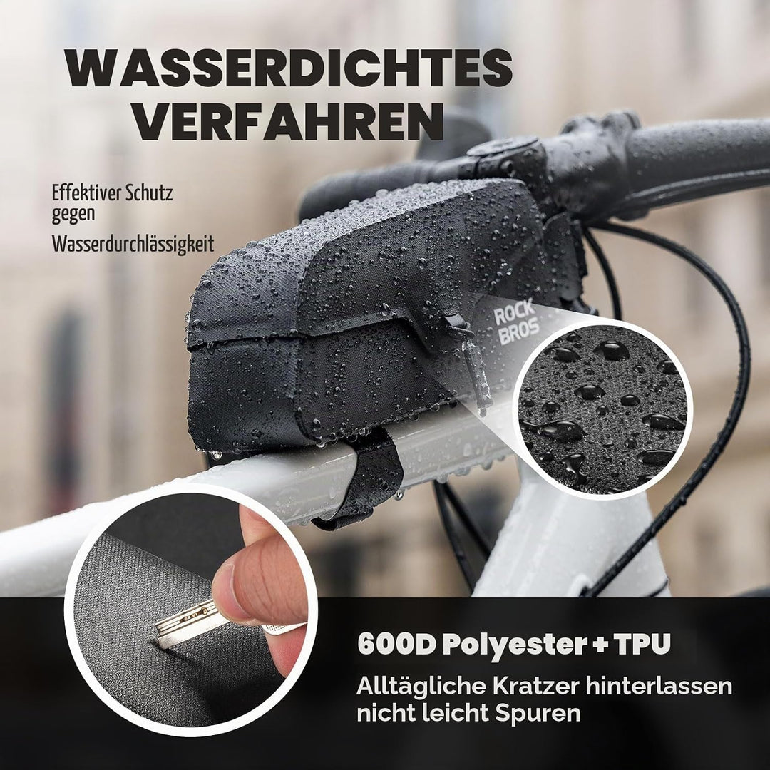 ROCKBROS Fahrrad Oberrohrtasche 100% Wasserdicht mit magnetischem Deckel Fahrradrahmentasche Dreieck