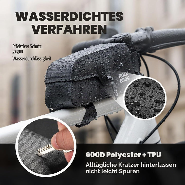 ROCKBROS Fahrrad Oberrohrtasche 100% Wasserdicht mit magnetischem Deckel Fahrradrahmentasche Dreieck