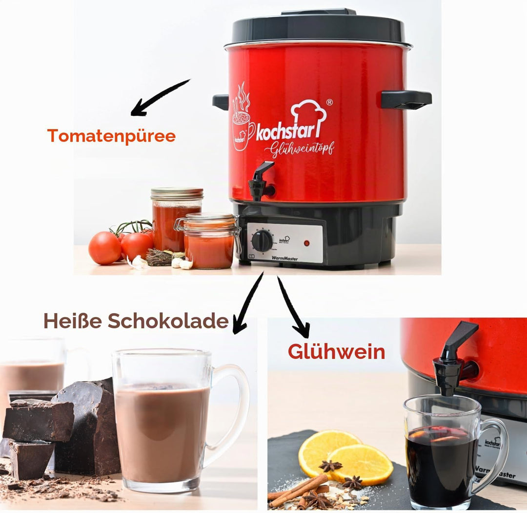 Kochstar WarmMaster A - Sonder-Edition X-Mas (Glühweintopf, Inhalt 27 Liter, 1800 Watt, emailliert i