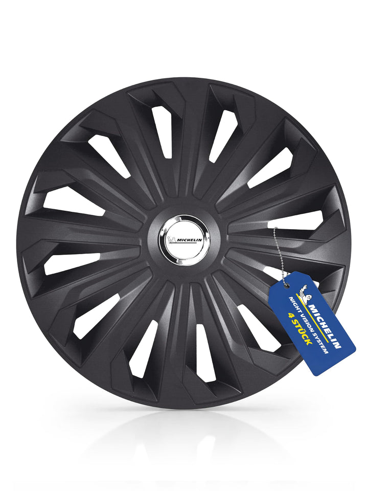 MICHELIN Radkappen 15 Zoll Universal Radzierblenden Fabienne 4er Set Fürs Auto ABS Kunststoff | Schw
