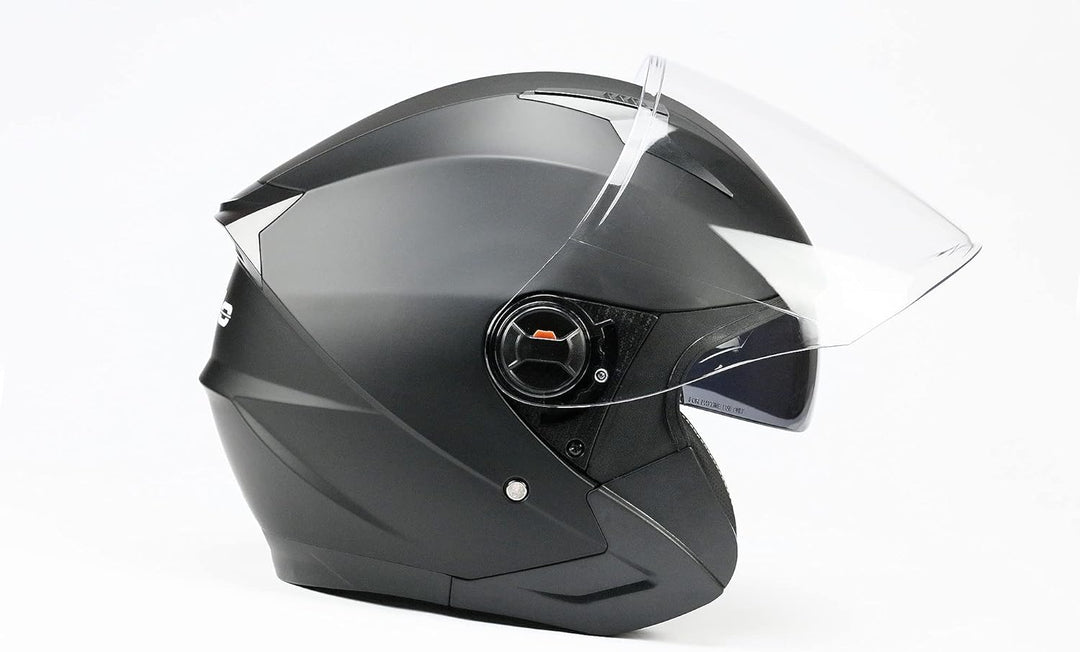 BNO Jet9 Jethelm Helm Motorradhelm mit Langvisier+ Sonnenvisier Matt Schwarz Grösse (S-XL), S