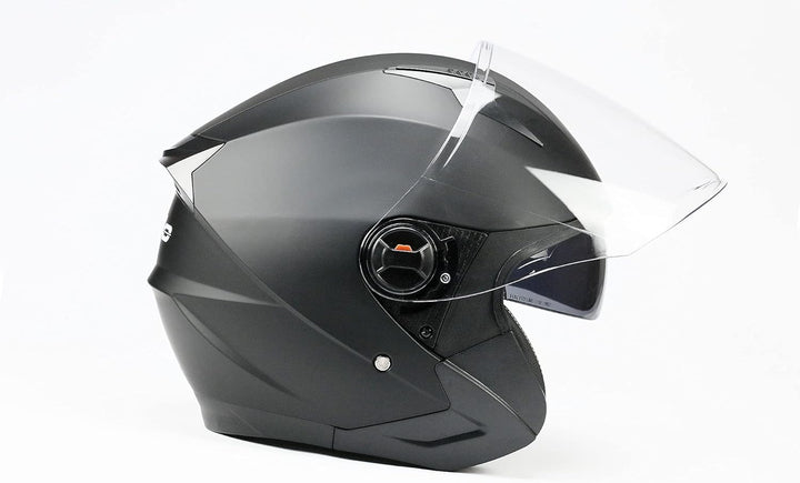 BNO Jet9 Jethelm Helm Motorradhelm mit Langvisier+ Sonnenvisier Matt Schwarz Grösse (S-XL), S