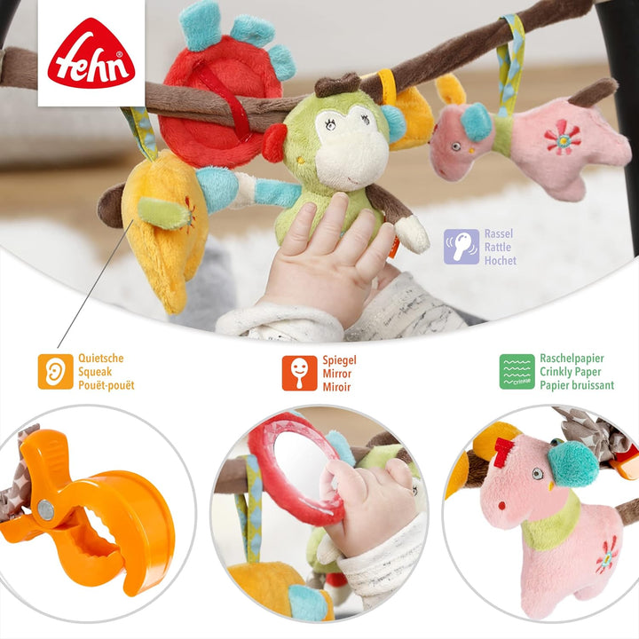 Fehn Kinderwagenkette Spielzeug Safari – Baby Mobile Kette mit niedlichen Figuren zum Aufhängen an K
