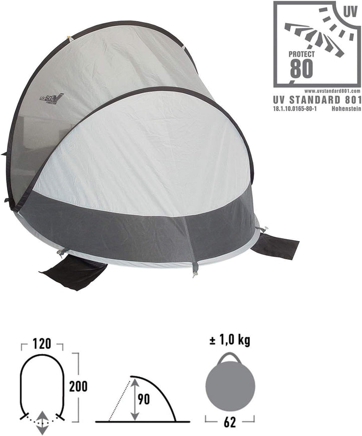 High Peak Unisex – Erwachsene Calobra 80 Strandmuscheln, Aluminium-dunkelgrau, 200x120x90cm