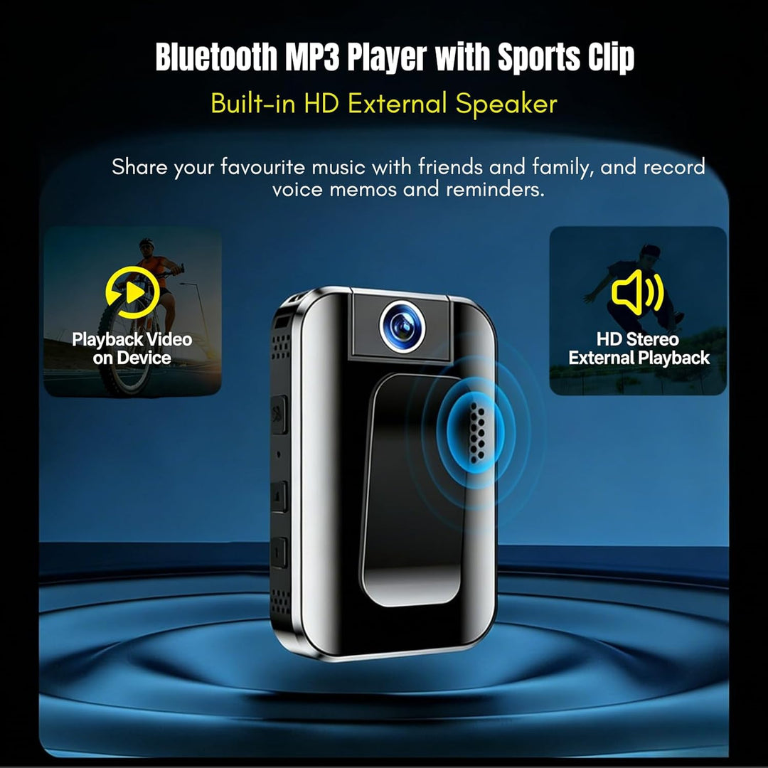 MP3 Player Bluetooth 5.4 Sportclip mit Kamera 2.0 Zoll Touchscreen Musik Player für Sport, MP3-Playe
