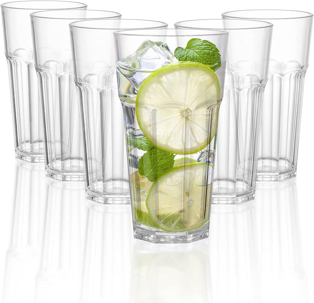 Tebery 6 Stück 400ml Acryl Kunststoff Tumbler Tassen, 14oz Trinkgläser Wassergläser, wiederverwendba