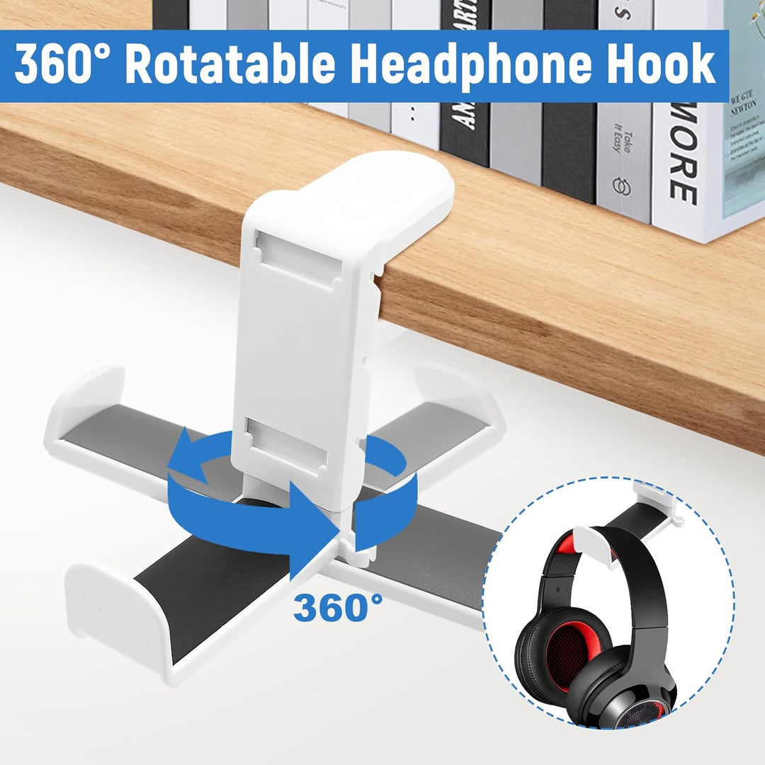 Yiomxhi 2 in 1 Kopfhörer Ständer Controller Halter, 360° Drehbar Headset Halterung Tisch mit Kabel O