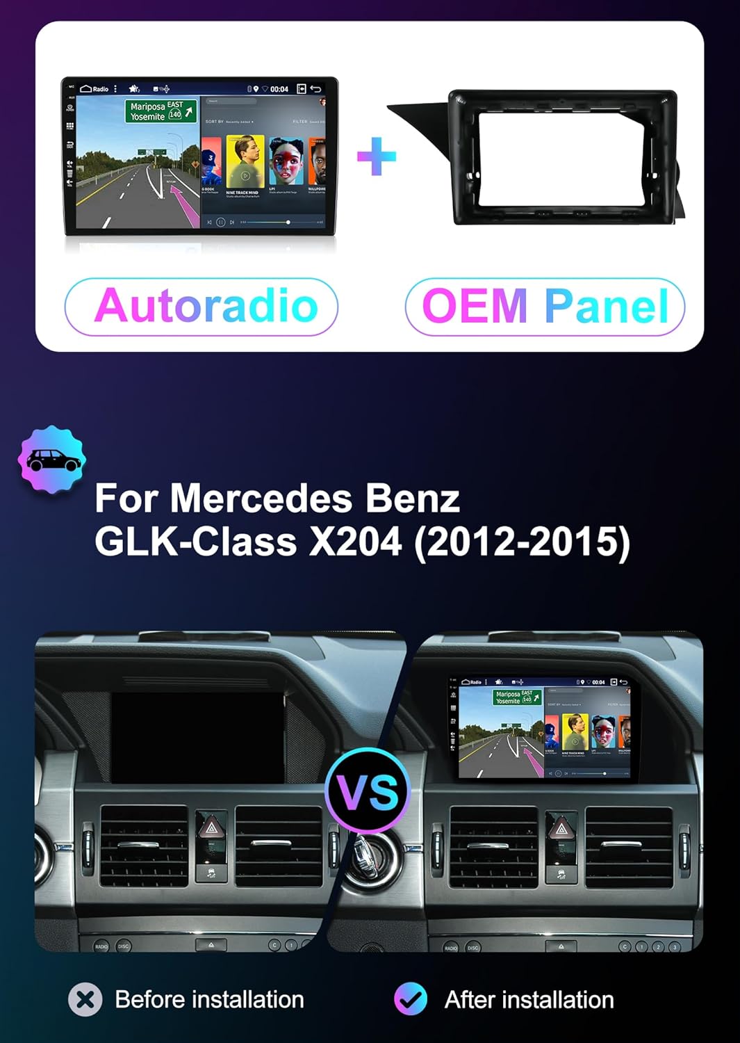 [6GB+128GB] Android 14 Autoradio für Benz GLK X204 (2012-2015)-[Integriertes CarPlay/Android Auto/DS