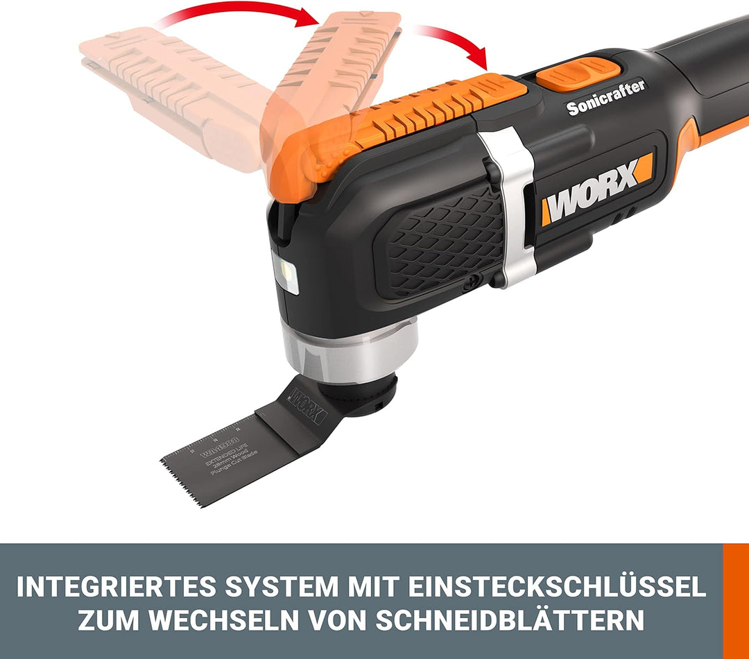 WORX WX696 Akku-Multifunktionswerkzeug – Elektrisches 20V Werkzeug zum Schneiden, Sägen, Schleifen &