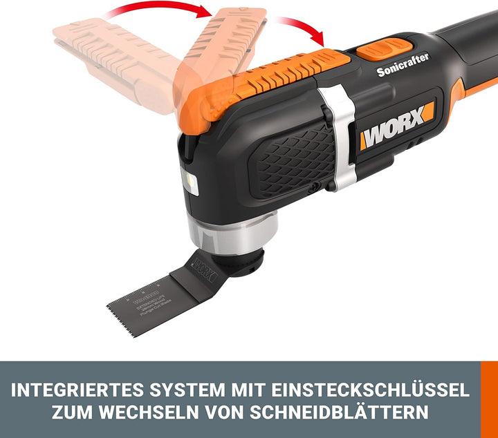 WORX WX696 Akku-Multifunktionswerkzeug – Elektrisches 20V Werkzeug zum Schneiden, Sägen, Schleifen &