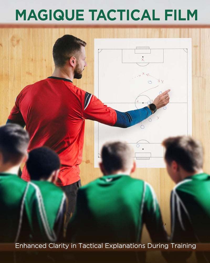 EASYCLING Magique Taktiktafel Fussball Selbsthaftend - Statische Taktikfolie Fussball mit 25 Blatt &