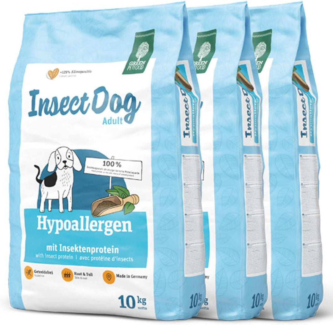 3 x 10 kg Green Petfood InsectDog hypoallergen Adult Trockenfutter Sparpaket