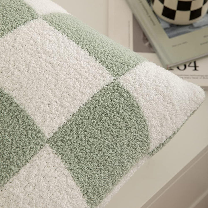 NIDITW Set mit 2 ultraweichen Schachbrett-Kissenbezügen, flauschig, Mikrofaser, Schachbrett, Gingham