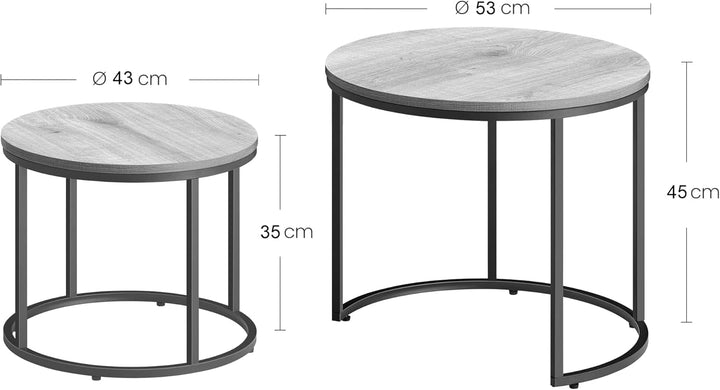Home Collective Couchtisch 2er Set Rund Beistelltisch Loft Design 2 in 1 Verschachtelung Kratzfeste