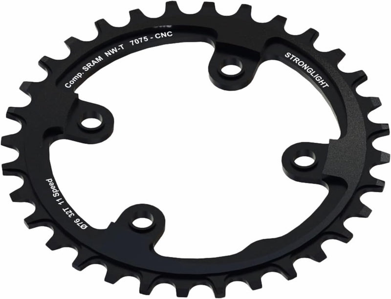 Stronglight MTB SRAM Kettenblatt (1x11 | für XX1 | 4-Arm | 38 Zähne | mit Gewinde) Schwarz, Schwarz