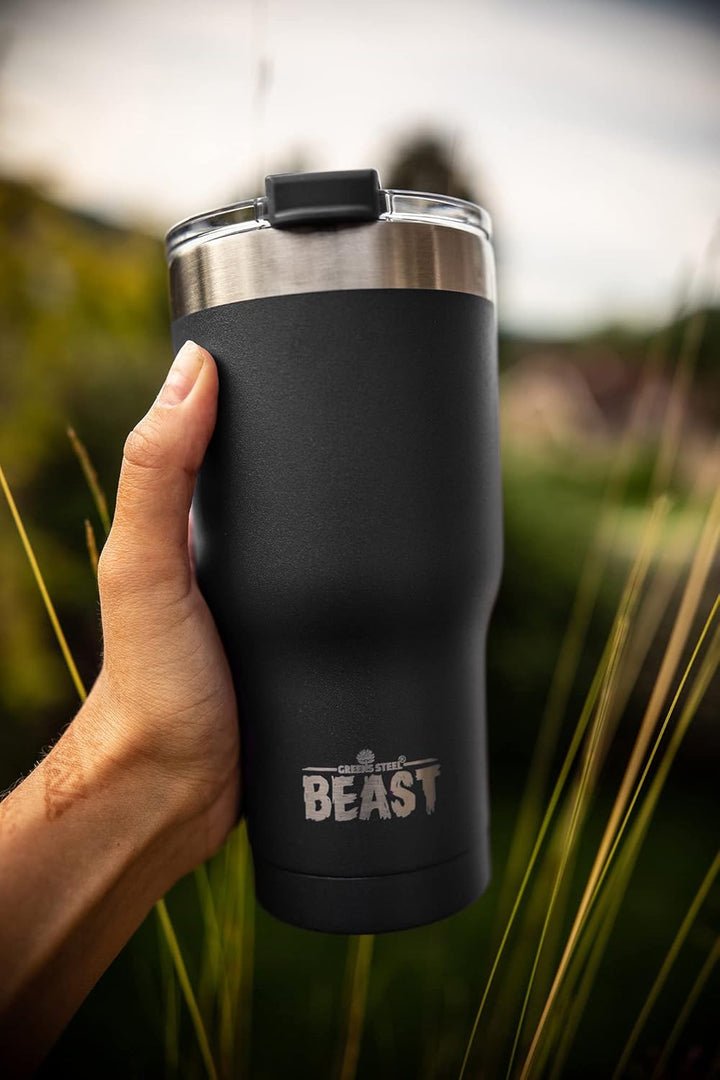 Beast Thermobecher 900 ml - Matt-schwarz I Mehrweg Thermo Kaffeebecher To Go mit 2 Strohhalmen & Rei